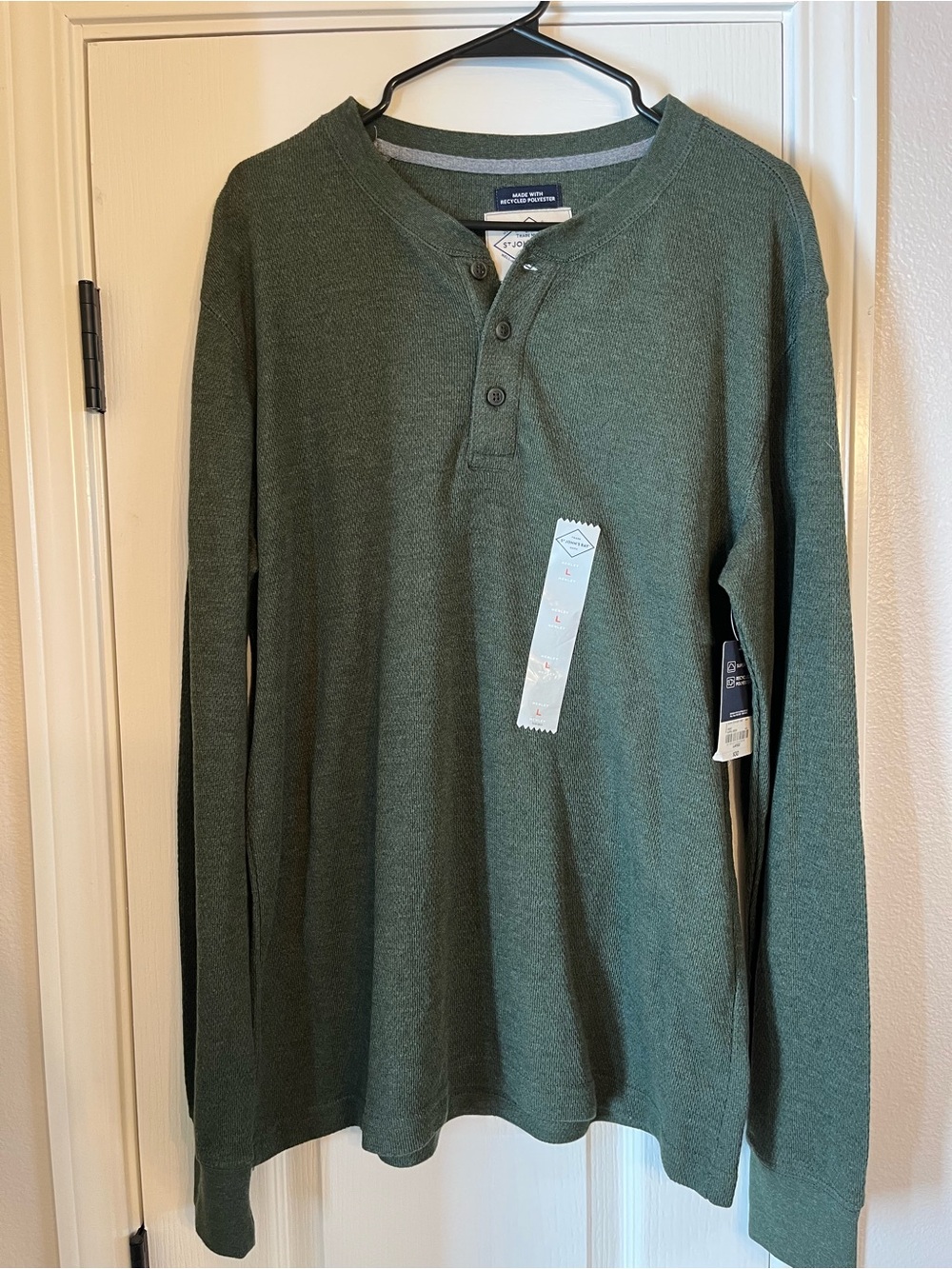 St. John's Bay Olive Green Long-Sleeve Henley Shirt
